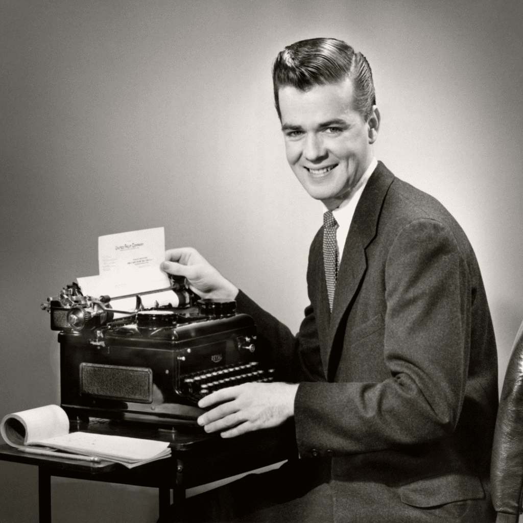 Man writing his letter of intent to bid.