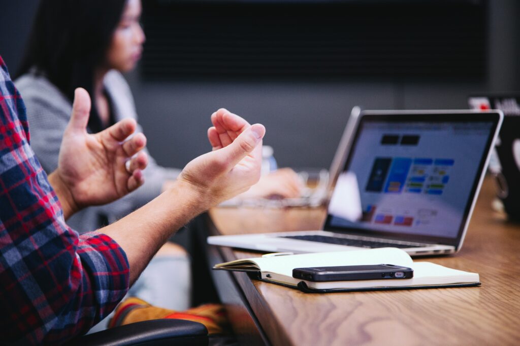 People using AI tech in a small business setting. 