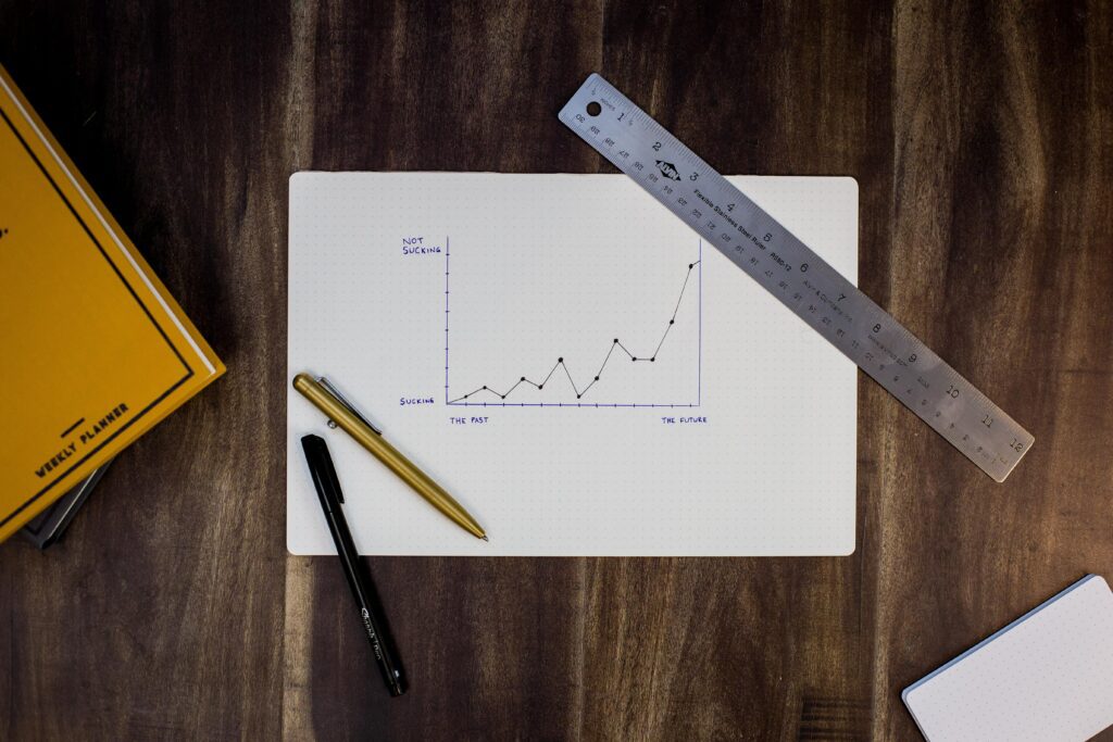 Image of graph on a desk. 